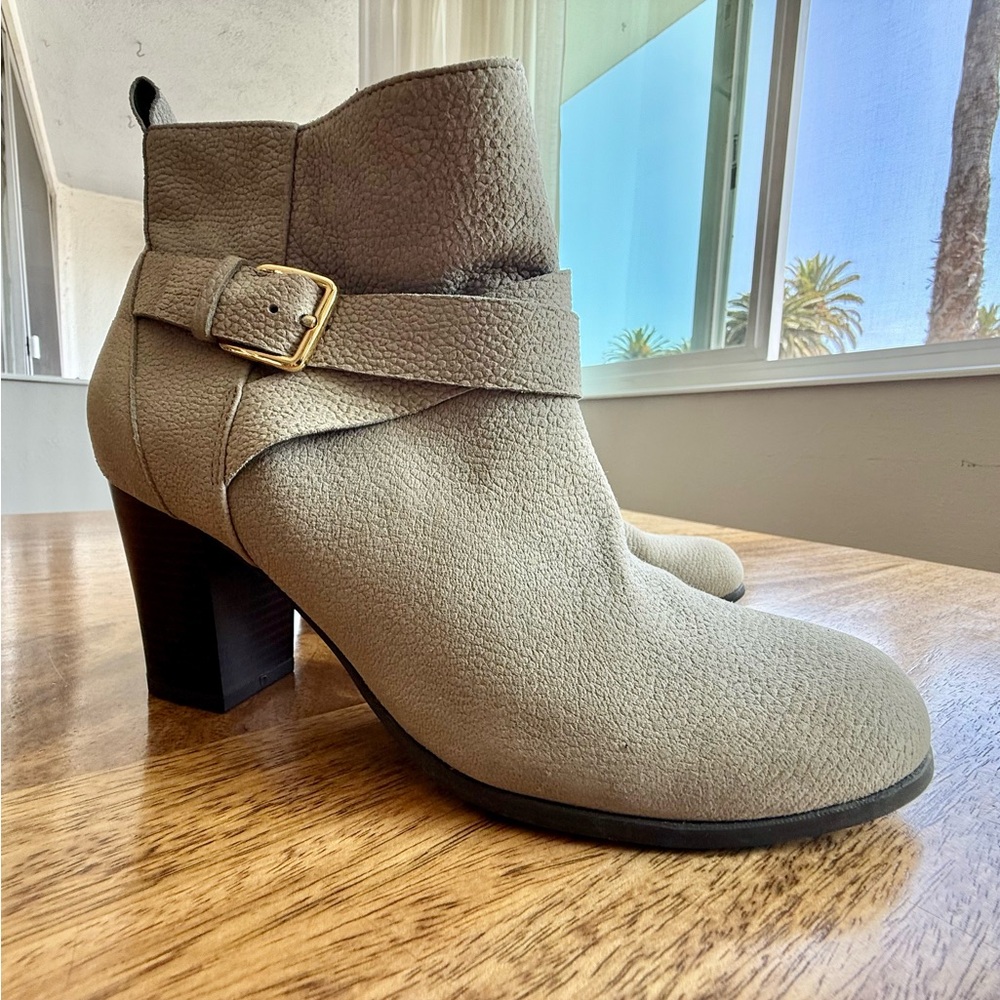 Cole Haan Tan Heeled Boots with Buckle Detail